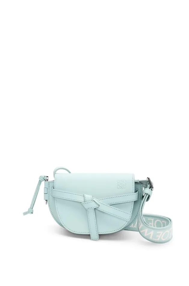 Loewe Mini Gate Dual Bag In Soft Calfskin And Jacquard Blue Iceberg Women Mini Bags