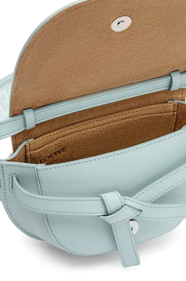 Loewe Mini Gate Dual Bag In Soft Calfskin And Jacquard Blue Iceberg Women Mini Bags