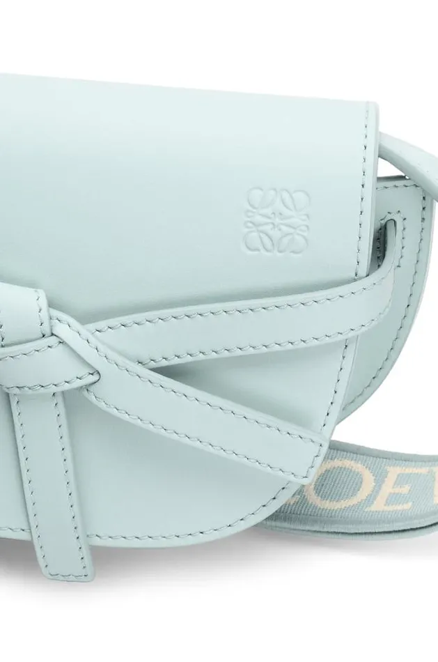 Loewe Mini Gate Dual Bag In Soft Calfskin And Jacquard Blue Iceberg Women Mini Bags