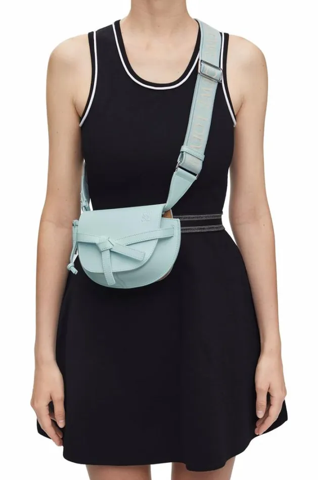 Loewe Mini Gate Dual Bag In Soft Calfskin And Jacquard Blue Iceberg Women Mini Bags
