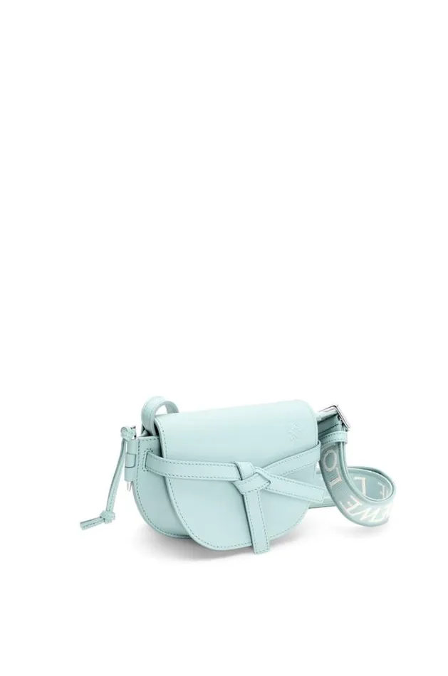 Loewe Mini Gate Dual Bag In Soft Calfskin And Jacquard Blue Iceberg Women Mini Bags