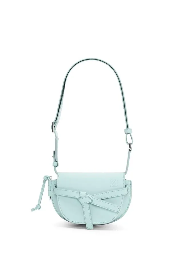 Loewe Mini Gate Dual Bag In Soft Calfskin And Jacquard Blue Iceberg Women Mini Bags
