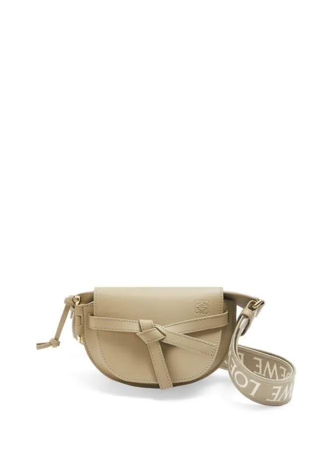 Loewe Mini Gate Dual Bag In Soft Calfskin And Jacquard Clay Green Women Mini Bags