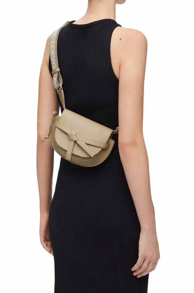 Loewe Mini Gate Dual Bag In Soft Calfskin And Jacquard Clay Green Women Mini Bags