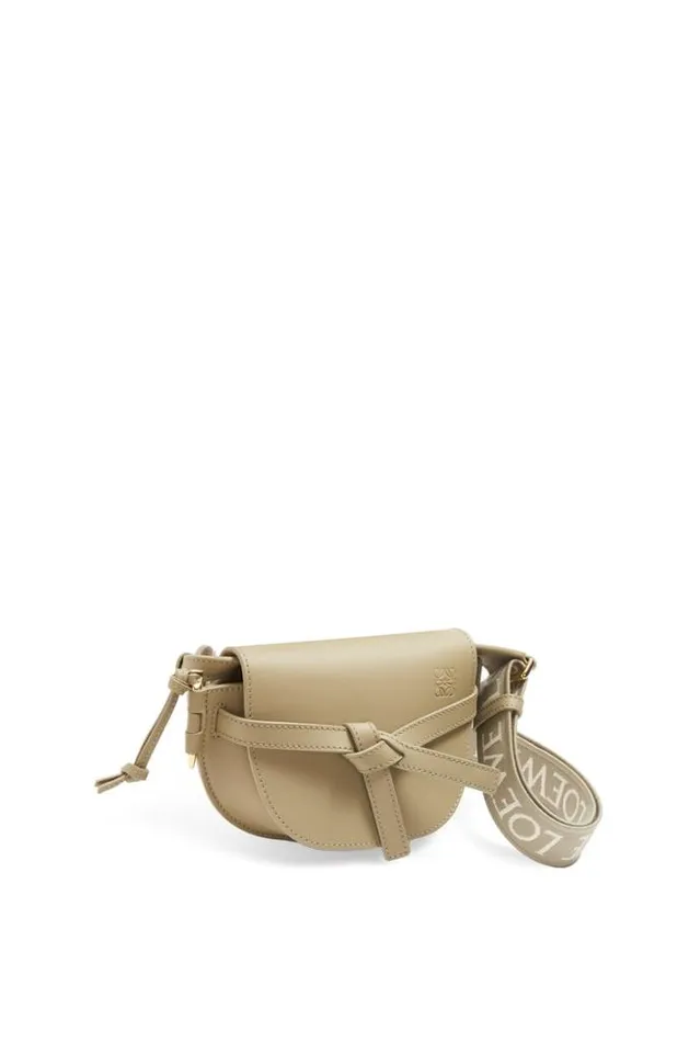 Loewe Mini Gate Dual Bag In Soft Calfskin And Jacquard Clay Green Women Mini Bags