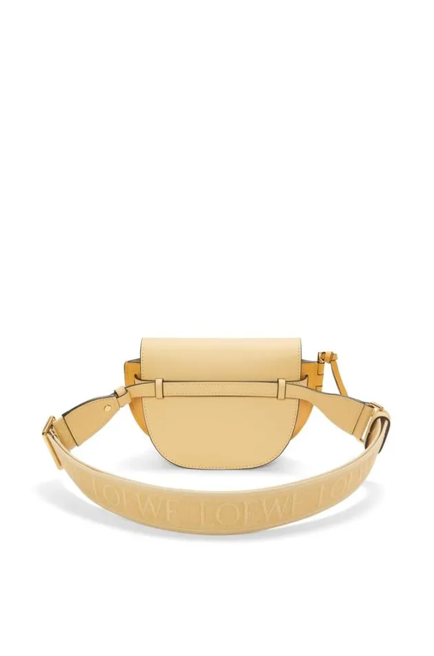 Loewe Mini Gate Dual Bag In Soft Calfskin And Jacquard Dark Buttersunflower Women Mini Bags