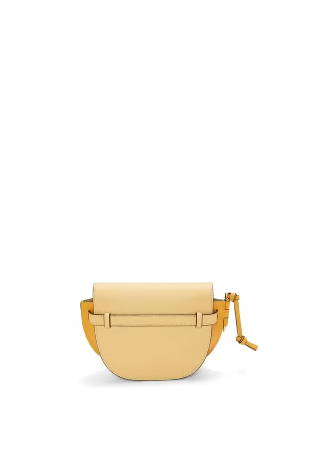 Loewe Mini Gate Dual Bag In Soft Calfskin And Jacquard Dark Buttersunflower Women Mini Bags