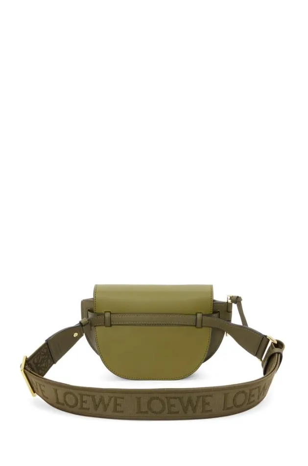 Loewe Mini Gate Dual Bag In Soft Calfskin And Jacquard Olive Greenkhaki Green Women Mini Bags