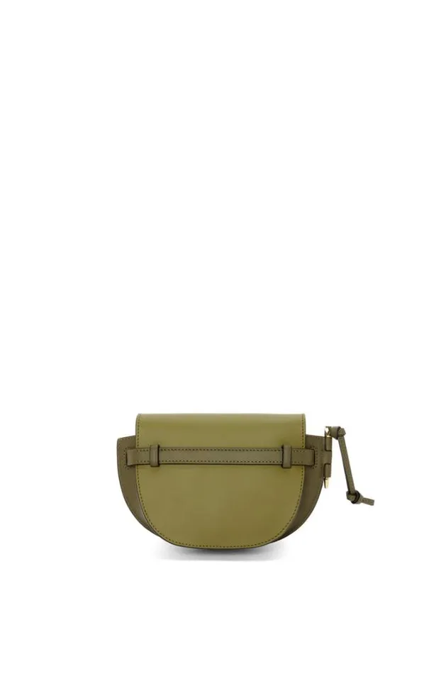 Loewe Mini Gate Dual Bag In Soft Calfskin And Jacquard Olive Greenkhaki Green Women Mini Bags