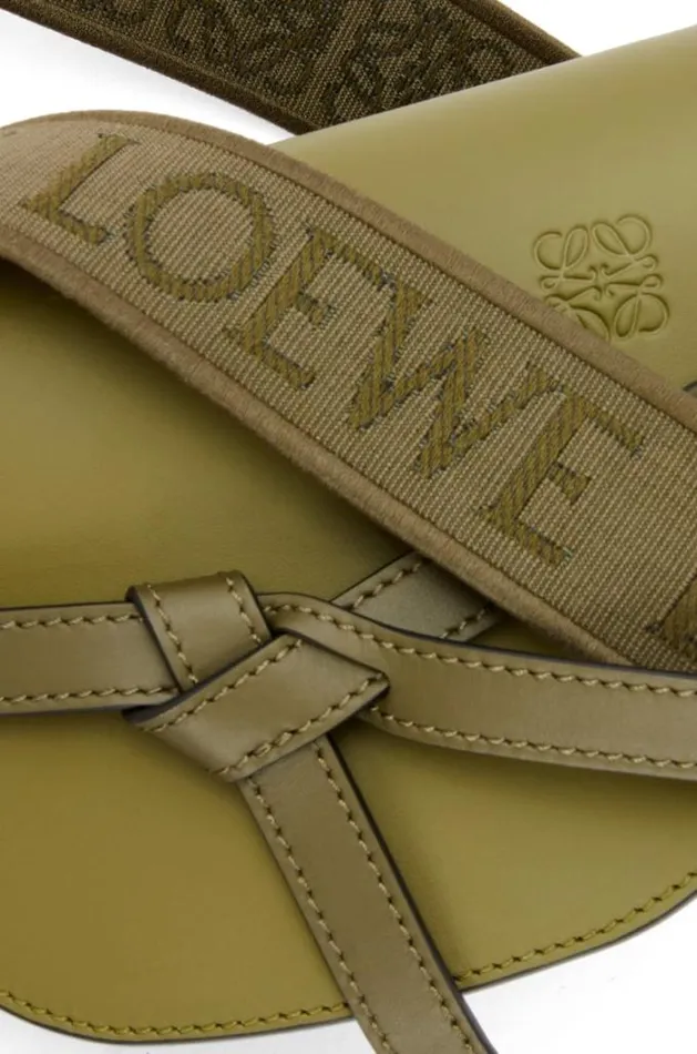 Loewe Mini Gate Dual Bag In Soft Calfskin And Jacquard Olive Greenkhaki Green Women Mini Bags