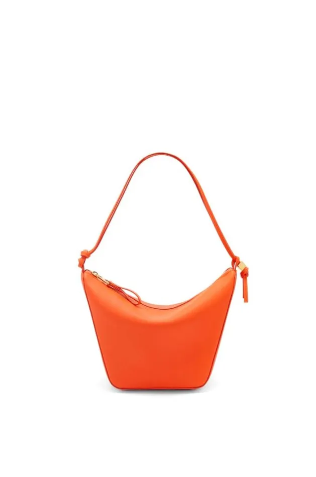Loewe Mini Hammock Hobo Bag In Classic Calfskin Vivid Orange Women Crossbody Bags