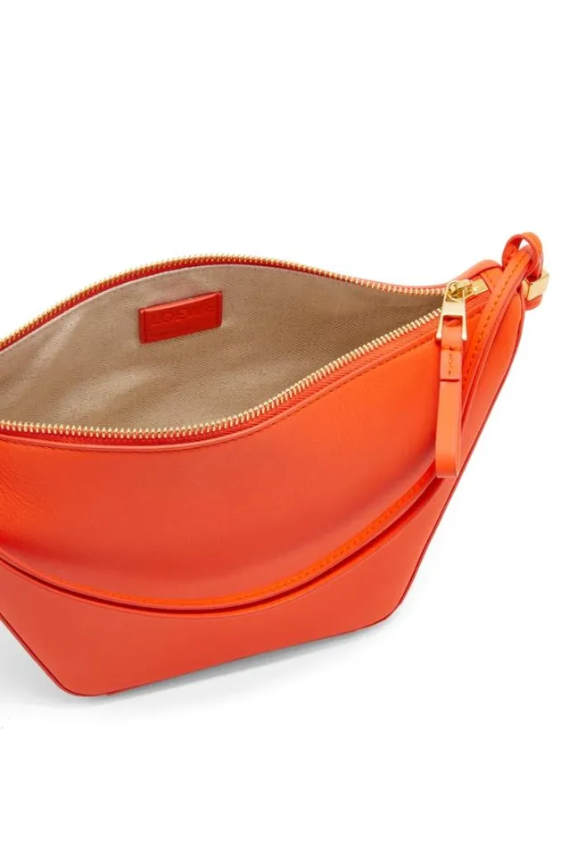 Loewe Mini Hammock Hobo Bag In Classic Calfskin Vivid Orange Women Crossbody Bags