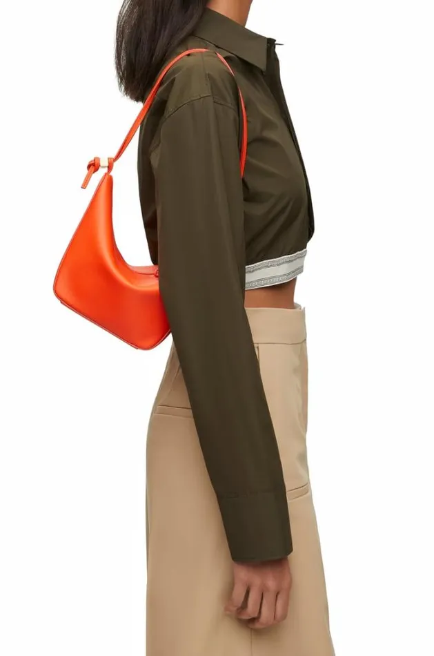 Loewe Mini Hammock Hobo Bag In Classic Calfskin Vivid Orange Women Crossbody Bags