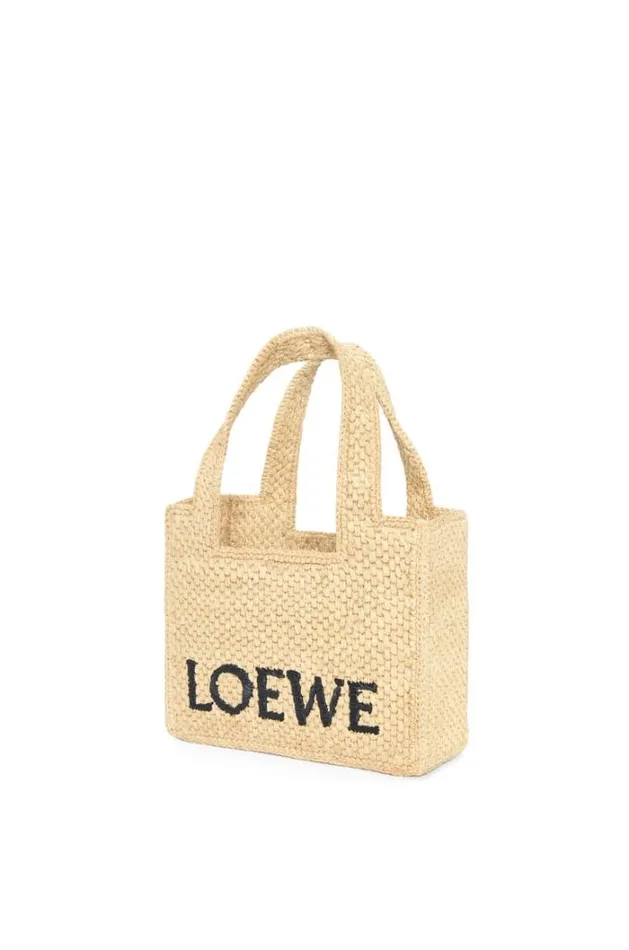 Loewe Mini LOEWE Font Tote In Raffia Natural Women Tote and Top Handle Bags
