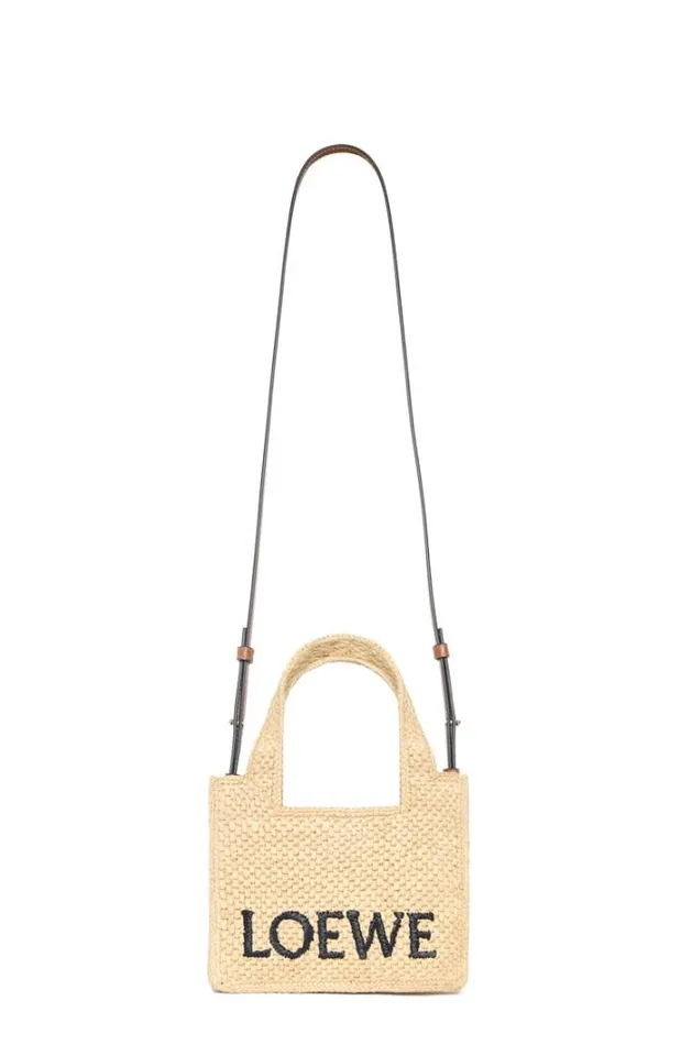 Loewe Mini LOEWE Font Tote In Raffia Natural Women Tote and Top Handle Bags