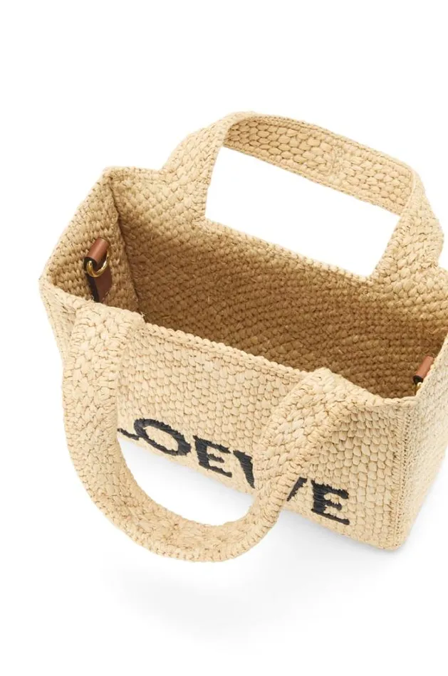 Loewe Mini LOEWE Font Tote In Raffia Natural Women Tote and Top Handle Bags