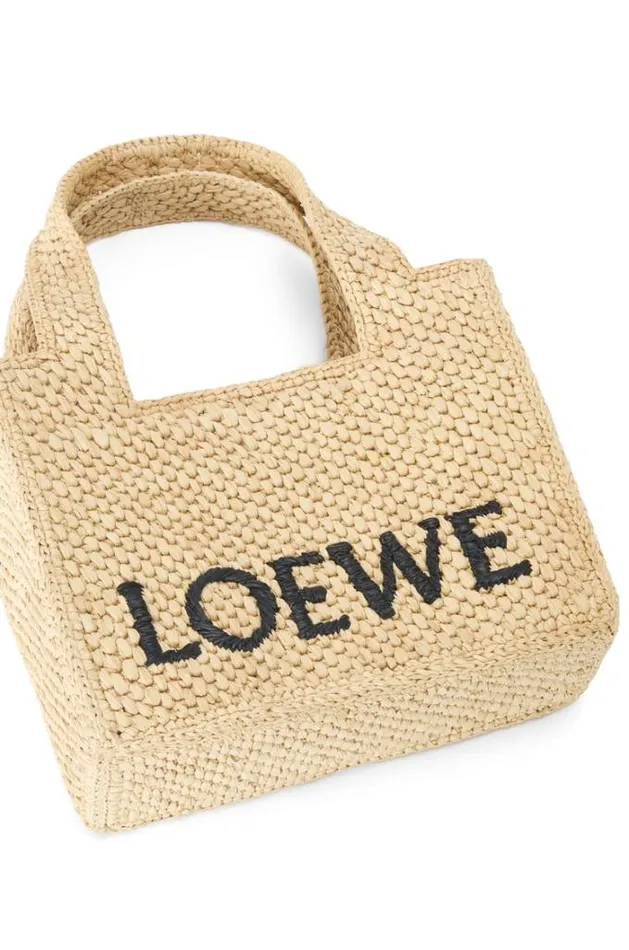 Loewe Mini LOEWE Font Tote In Raffia Natural Women Tote and Top Handle Bags