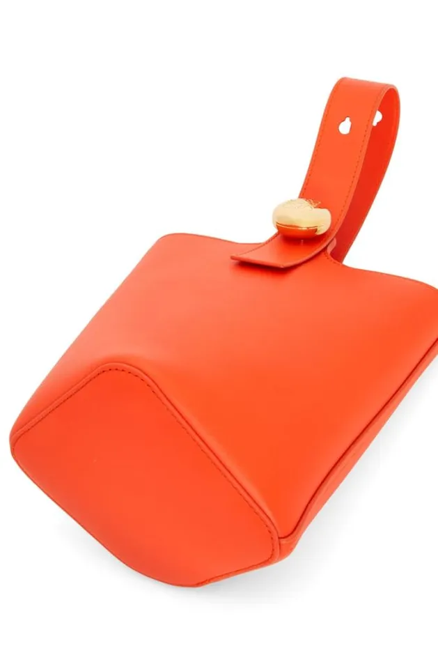 Loewe Mini Pebble Bucket Bag In Mellow Calfskin Vivid Orange Women Mini Bags