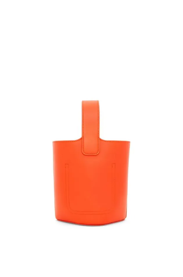 Loewe Mini Pebble Bucket Bag In Mellow Calfskin Vivid Orange Women Mini Bags