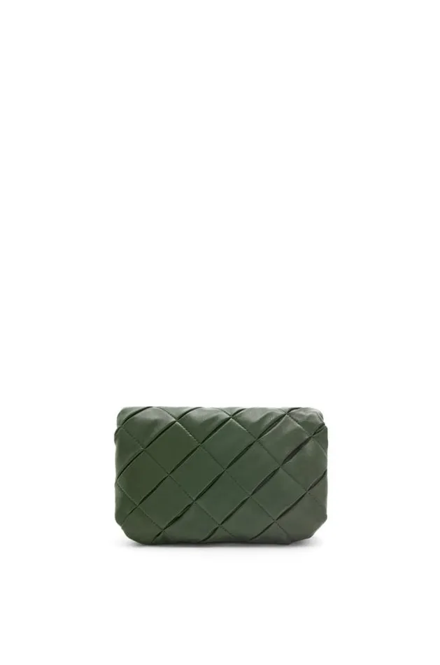 Loewe Mini Puffer Goya In Pleated Shiny Nappa Lambskin Bottle Green Women Crossbody Bags