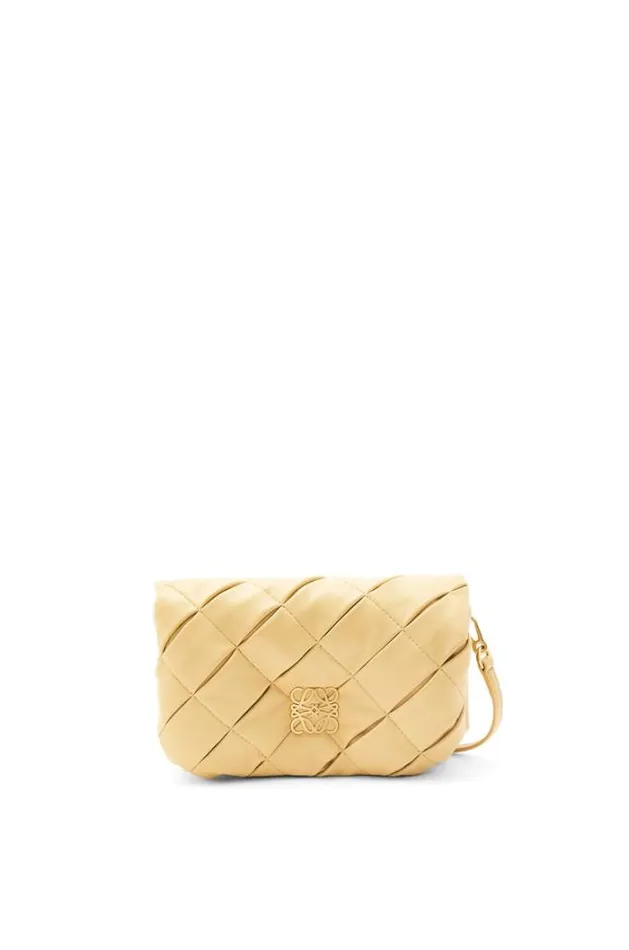 Loewe Mini Puffer Goya In Pleated Shiny Nappa Lambskin Butter Women Crossbody Bags