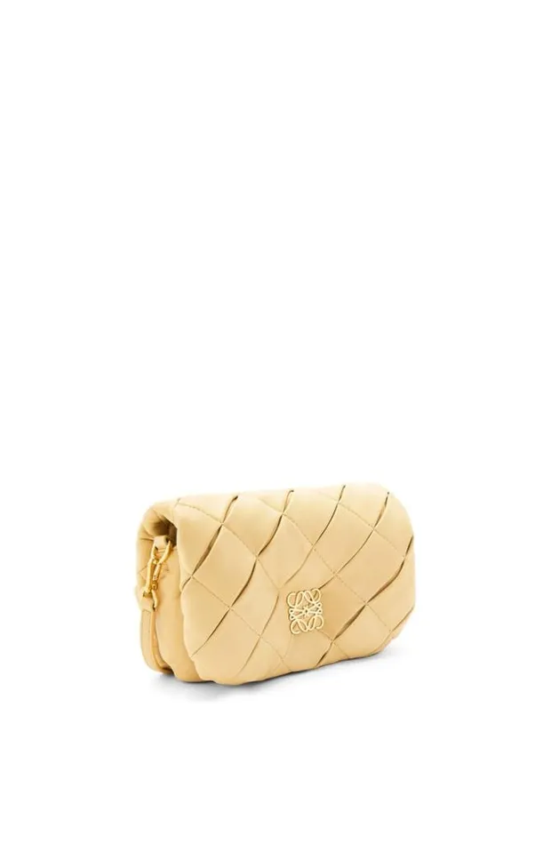 Loewe Mini Puffer Goya In Pleated Shiny Nappa Lambskin Butter Women Crossbody Bags