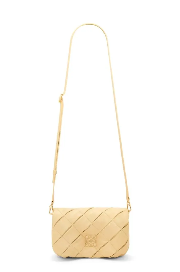 Loewe Mini Puffer Goya In Pleated Shiny Nappa Lambskin Butter Women Crossbody Bags