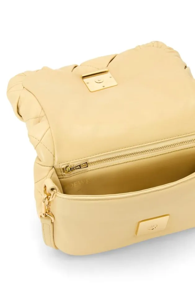 Loewe Mini Puffer Goya In Pleated Shiny Nappa Lambskin Butter Women Crossbody Bags
