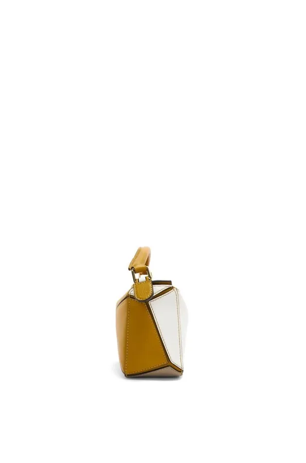 Loewe Mini Puzzle Bag In Classic Calfskin Ochresoft White Women Crossbody Bags