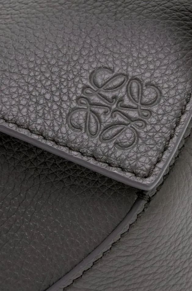 Loewe Mini Puzzle Bag In Soft Grained Calfskin Dark Grey Women Shoulder Bags