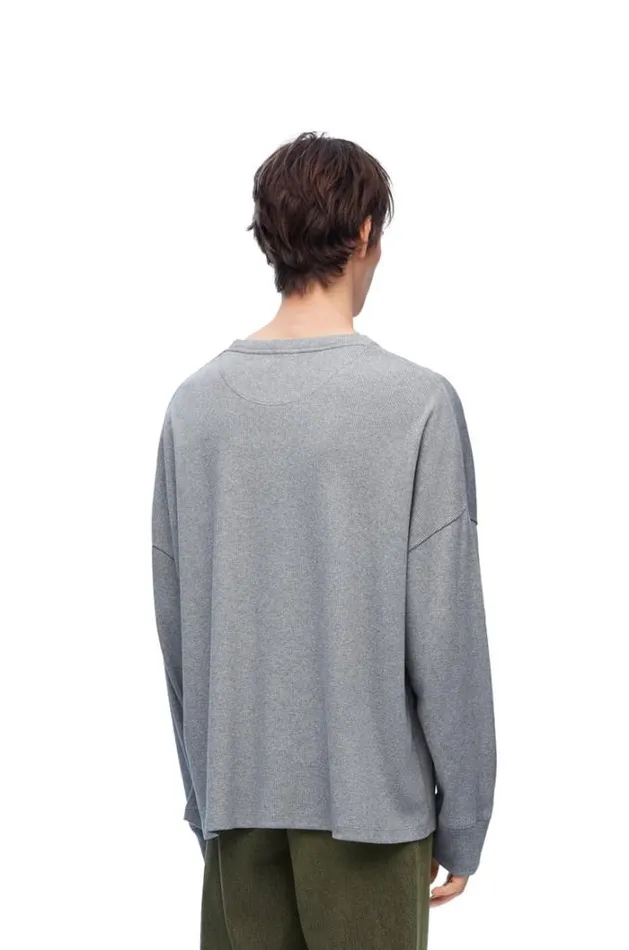 Loewe Oversized Fit Long Sleeve Tshirt In Cotton Grey Melange Men Tshirts
