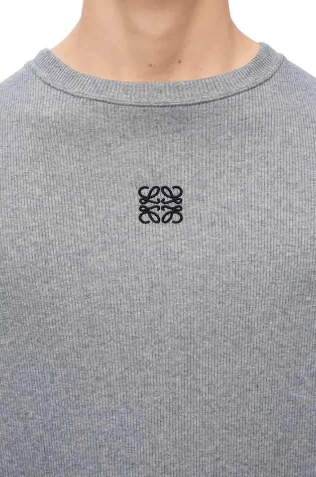 Loewe Oversized Fit Long Sleeve Tshirt In Cotton Grey Melange Men Tshirts