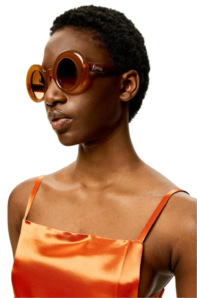 Loewe Oversized Round Sunglasses In Acetate Light Brown Women Sunglasses