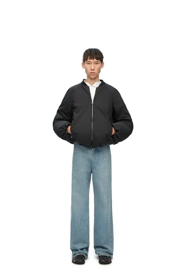 Loewe Padded Bomber Jacket In Technical Cotton Black Men Coats and Outerwear