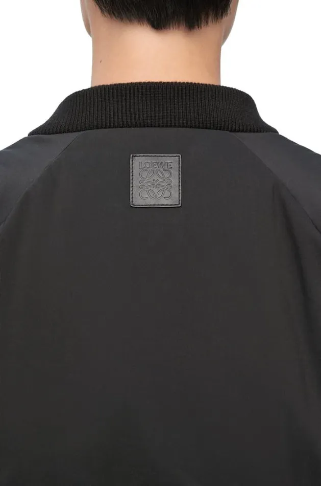 Loewe Padded Bomber Jacket In Technical Cotton Black Men Coats and Outerwear
