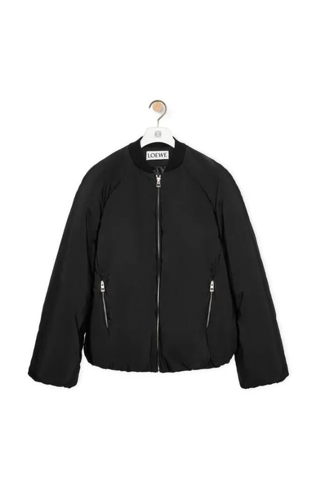 Loewe Padded Bomber Jacket In Technical Cotton Black Men Coats and Outerwear