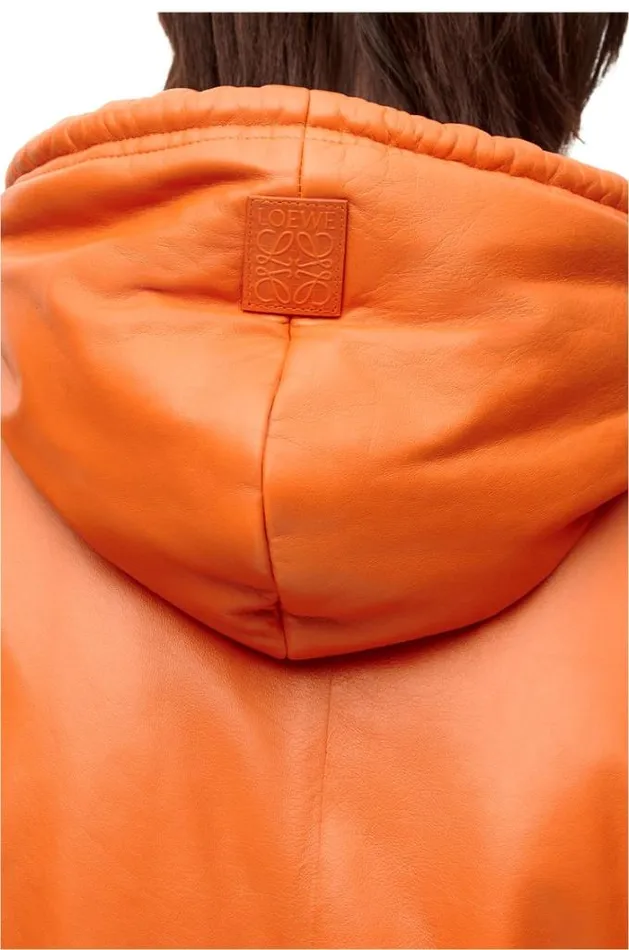 Loewe Padded Hoodie In Nappa Lambskin Orange Men Coats and Outerwear