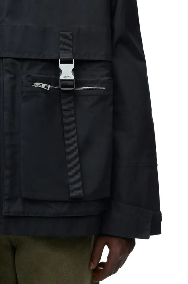 Loewe Parka In Cotton Black Men Coats and Outerwear