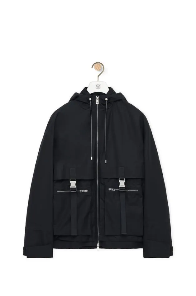 Loewe Parka In Cotton Black Men Coats and Outerwear