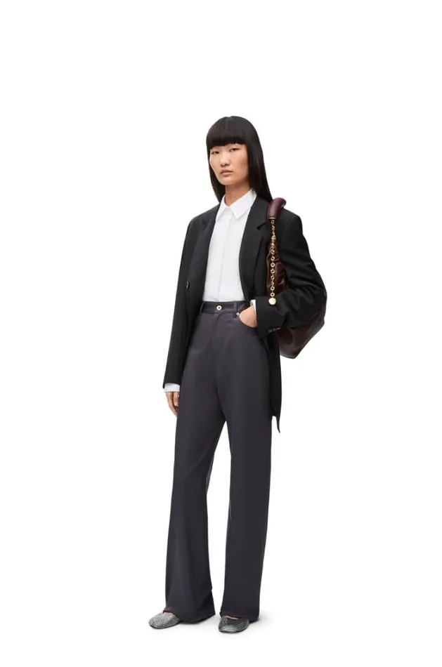 Loewe Pleated Shirt In Cotton Optic White Women Blouses and Tops