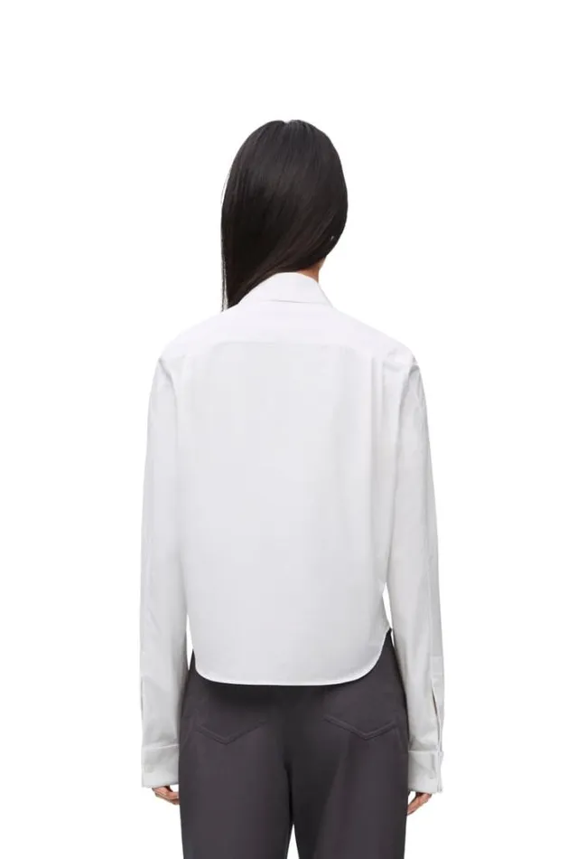 Loewe Pleated Shirt In Cotton Optic White Women Blouses and Tops