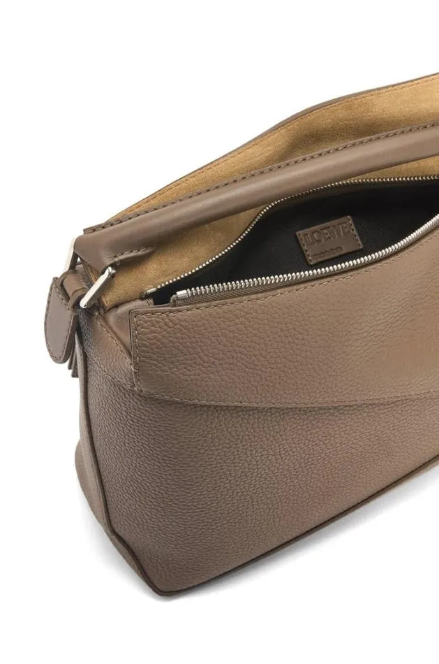 Loewe Puzzle Bag In Grained Calfskin Tundra Men Shoulder Bags
