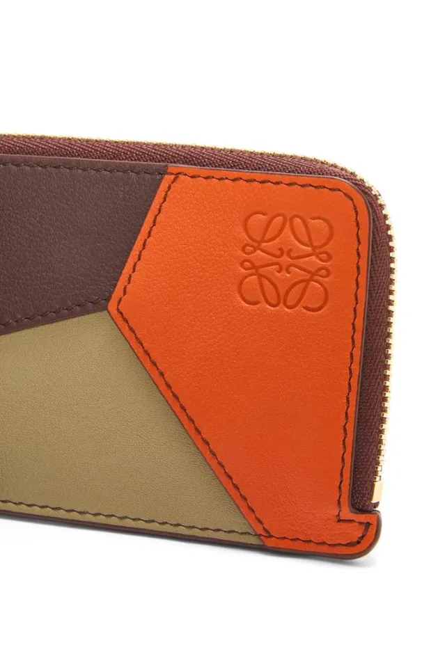 Loewe Puzzle Coin Cardholder In Classic Calfskin Dark Burgundyvivid Orangecla Women Cardholders and Coin Purses