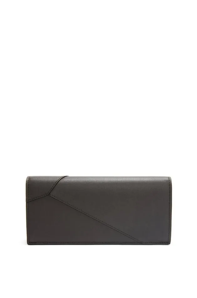 Loewe Puzzle Long Horizontal Wallet In Classic Calfskin Dark Grey Men Wallets