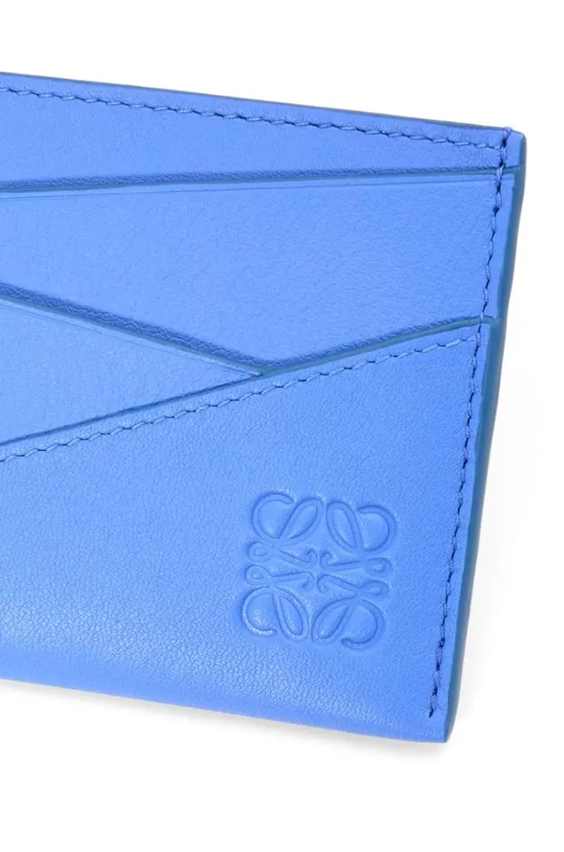 Loewe Puzzle Plain Cardholder In Classic Calfskin Seaside Blue Men Card Cases and Coin Purses