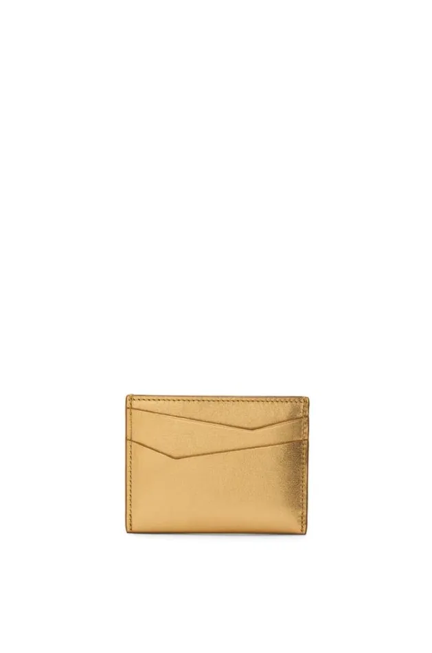 Loewe Puzzle Plain Cardholder In Metallic Calfskin Goldoak Women Cardholders and Coin Purses