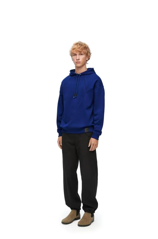 Loewe Puzzle Relaxed Fit Hoodie In Cotton Bluette Men Sweatshirts