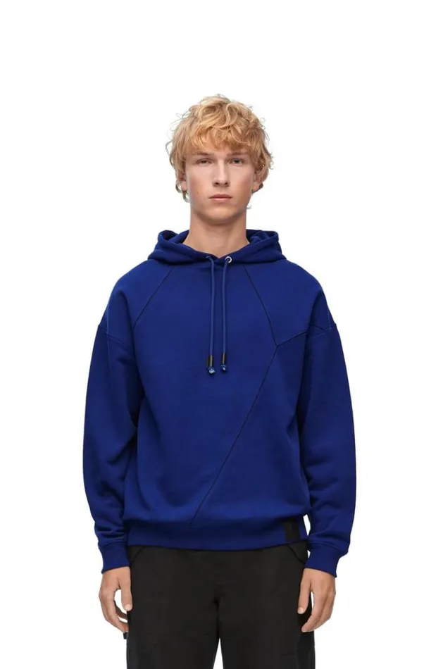 Loewe Puzzle Relaxed Fit Hoodie In Cotton Bluette Men Sweatshirts