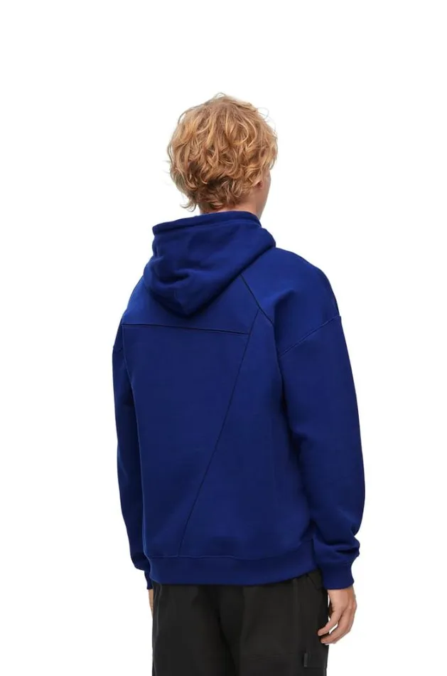 Loewe Puzzle Relaxed Fit Hoodie In Cotton Bluette Men Sweatshirts