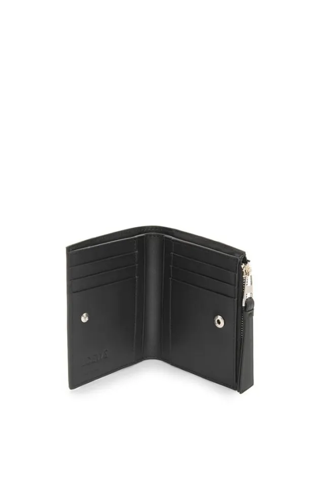 Loewe Puzzle Slim Compact Wallet In Classic Calfskin Black Men Wallets